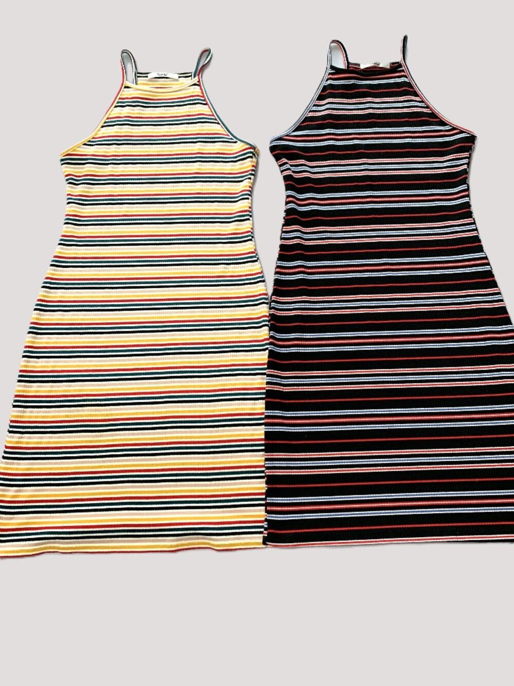 2 Papaya Women Dresses Black & Yellow Sleeveless Halter Slip Fitted